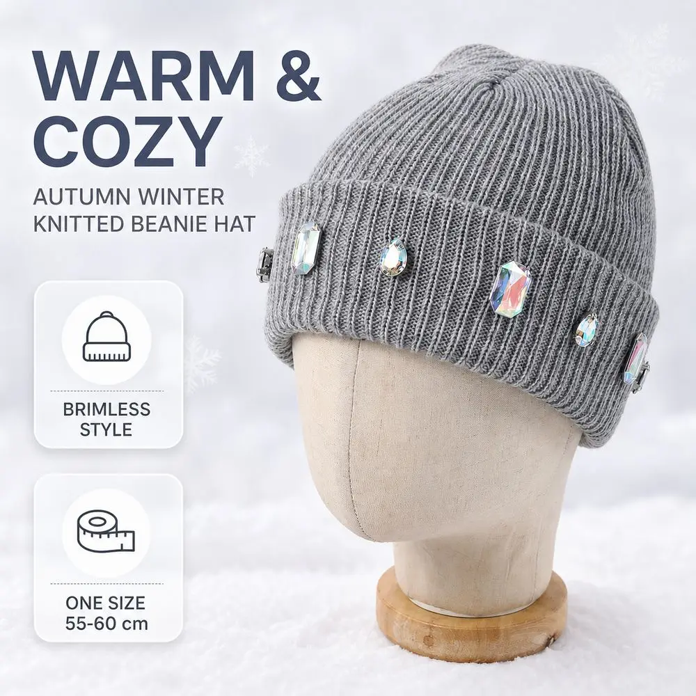 Casual Cotton Knitted Beanie Hat Knitted Texture Brimless Style Cold Cap Warm Coverage Winter Knit Hat Women and Men