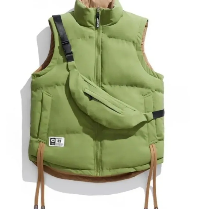 

Двусторонний двусторонний мужской жилет, осенне-зимнее пальто на молнии для пар, универсальное многослойное пальто для повседневной одежды на открытом воздухе