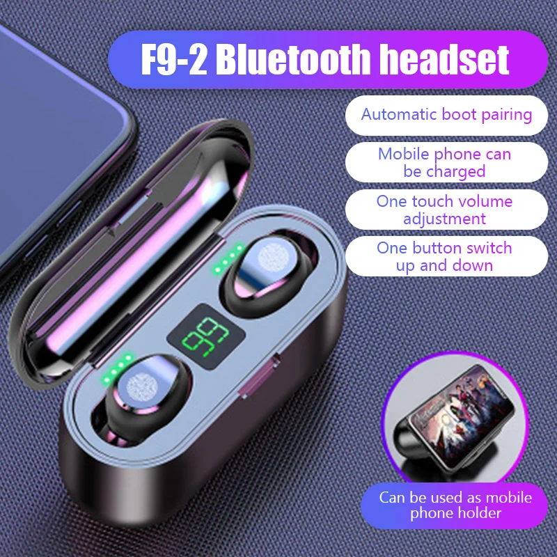 #Tws F9 Wireless Esports Earphones, 5.1 Bluetooth Sports Music Earphone, Suitable For Xiaomi, Samsung, Huawei, Iphone, Oppo Tws