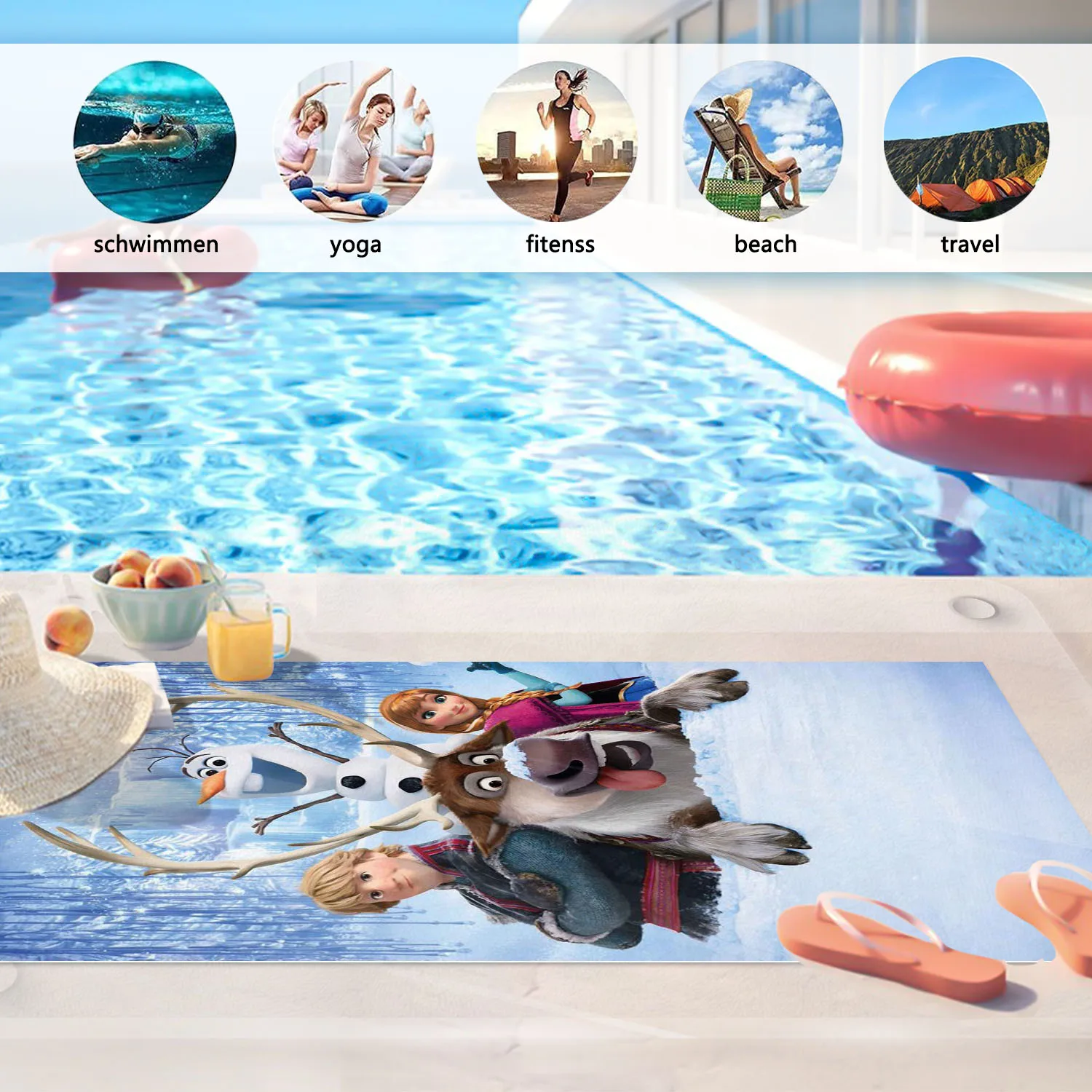 Frozen Princess Elsa Beach Towel Microfiber Quick Dry For Home Shower Bath Towels Bathroom Set & Items Sauna image 2