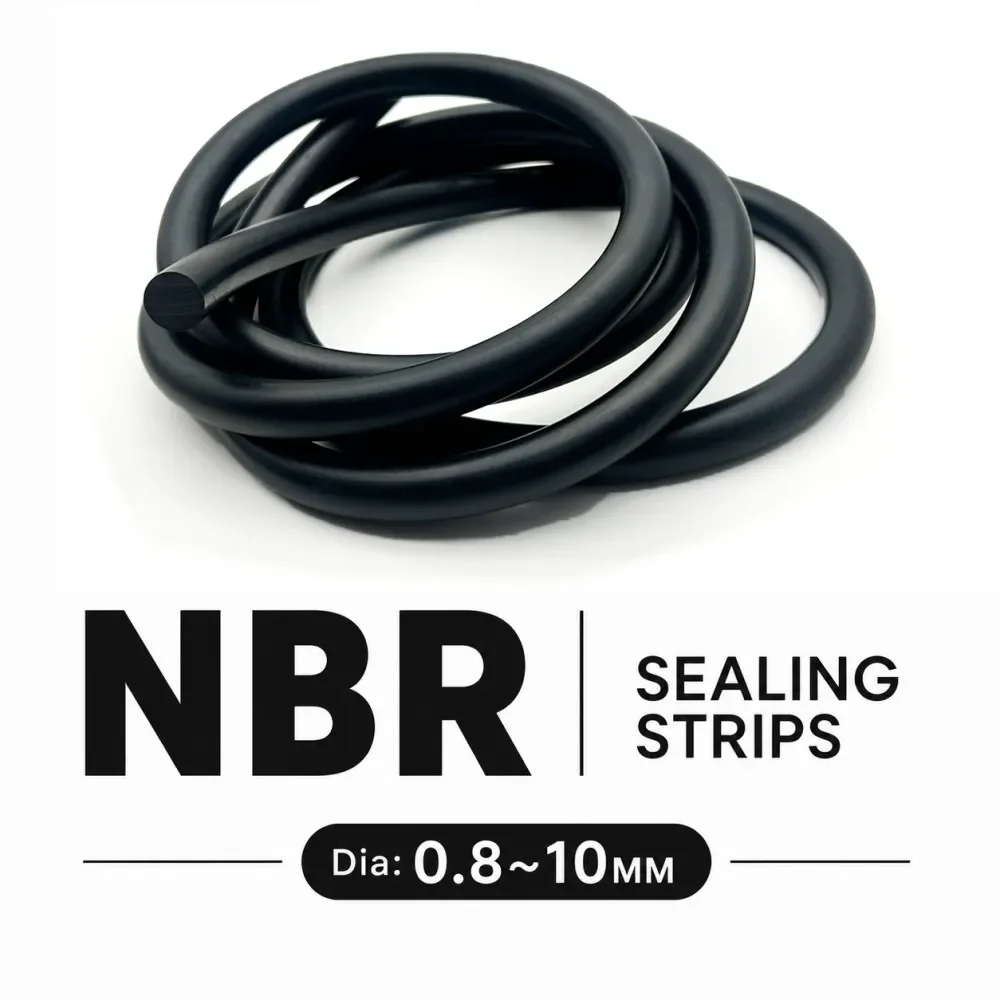 NBR Black Rubber Sealing Strip Dia 0.8 1 1.5 2 2.5 3 4 5 6 7 8 9 10mm High-temp Oil Resistant Nitrile Rubber Round Strip Solid