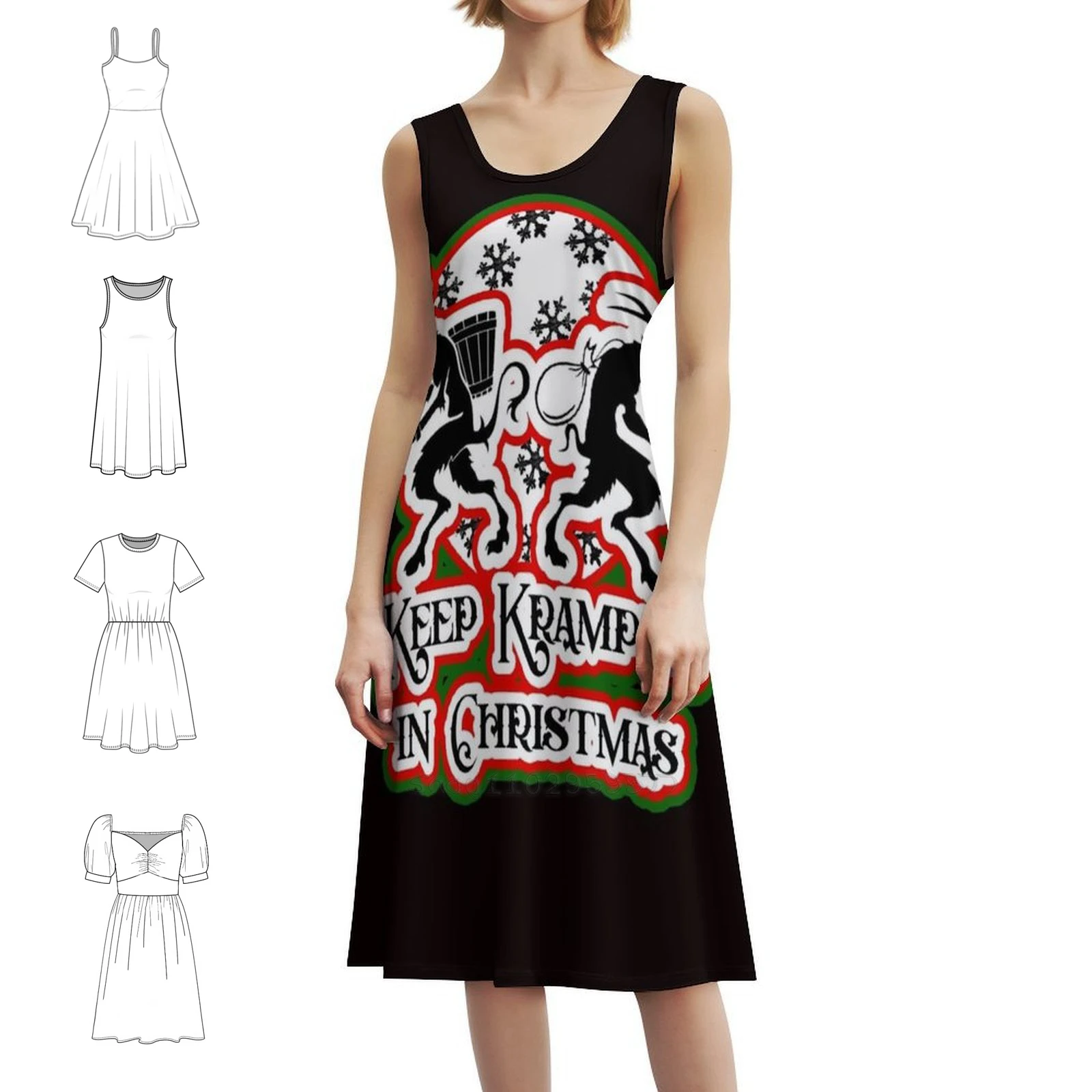 

Keep Krampus In Christmas Женское уличное платье в стиле хип-хоп с графическим принтом Клубная одежда Krampus Рождественские каникулы Платье демона