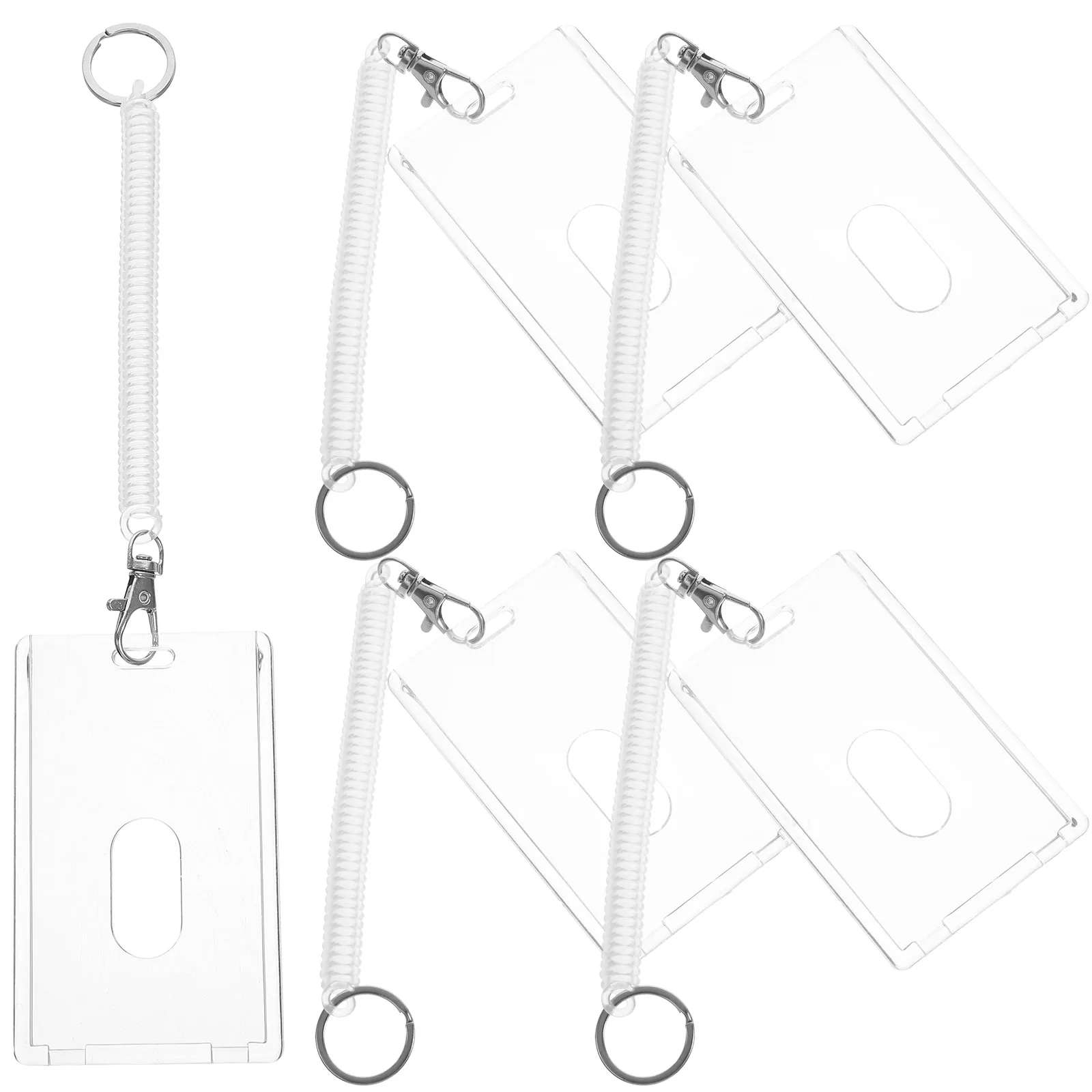 

5Sets Badge Holder Id Card Sleeve Vertical Clear Protective Cover Wristband Reusable Office Work Badge Cover