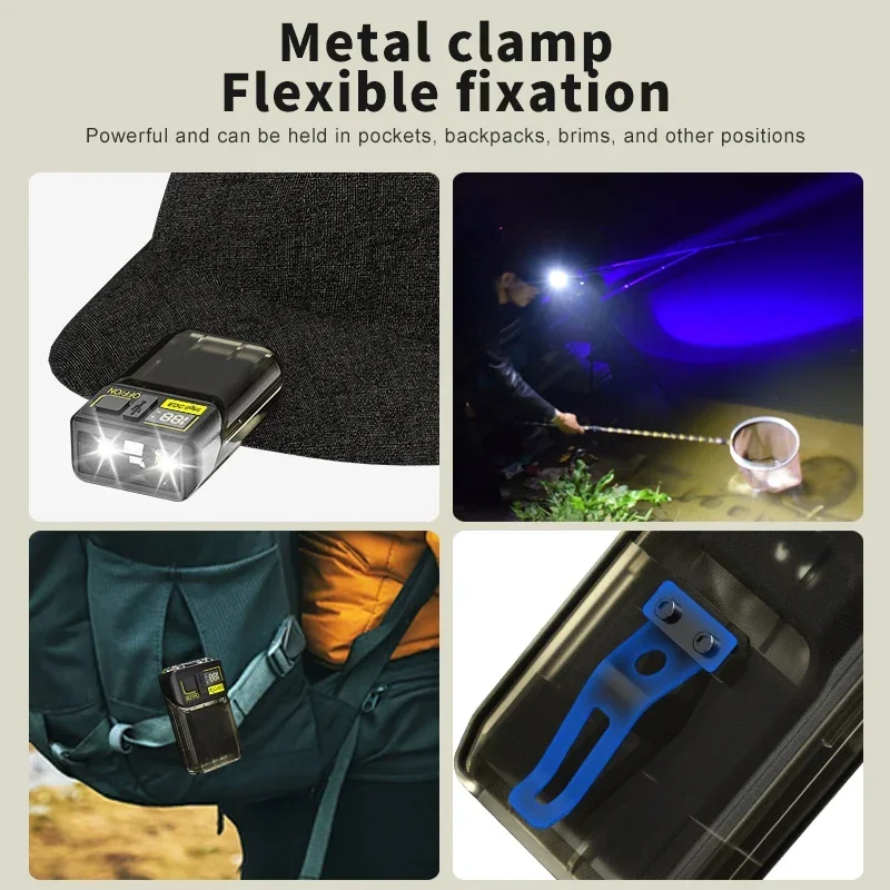 Powerful EDC LED Flashlight 180° Rotation Type-C Rechargeable Keychain Lantern for Work Camping Fishing Torch Emergency Lamp