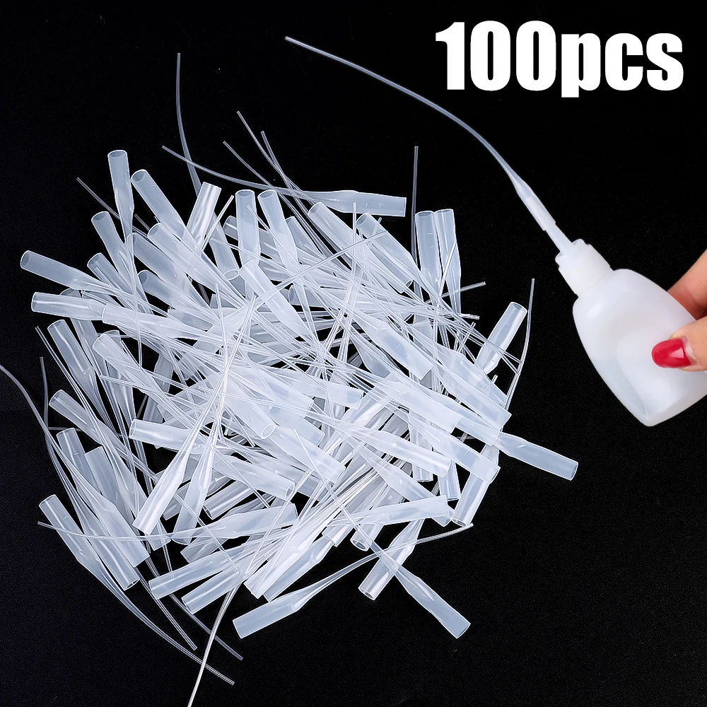 100PCS/pack Transparent Glue Dropper Micro-Tips Plastic Glue Bottle Tips Glue Extender Precision Applicator Dropping Tube Nozzle