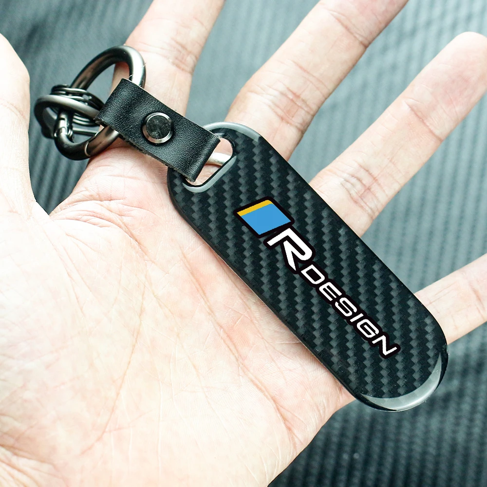 

Carbon Fiber Rope Car Keychain Key Chain Pendant Keyring Horseshoe Buckle For Volvo RDESIGN Auto Accessories