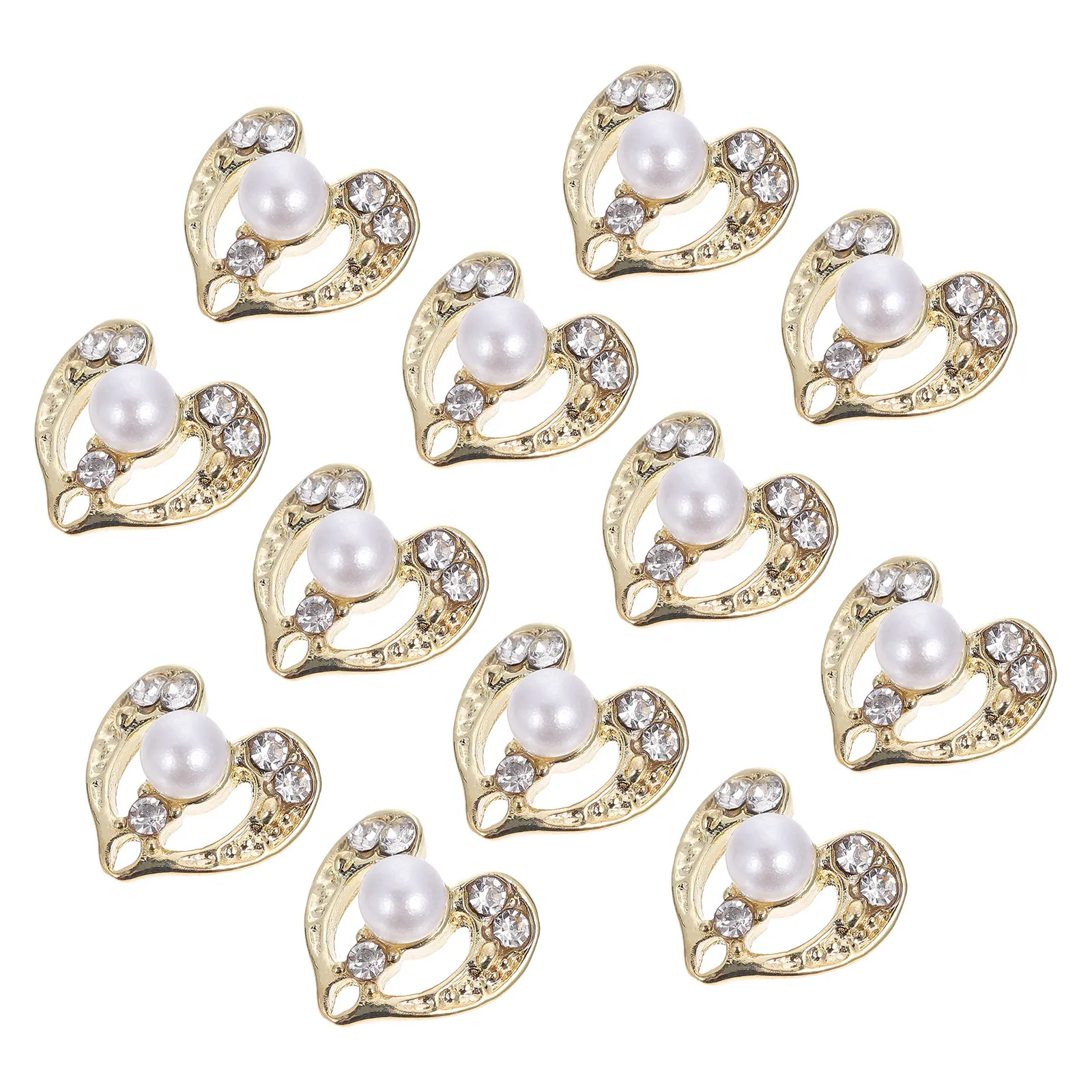 

12Pcs Premium 3D Heart Nail Stones Metal Nail Art Decor DIY Manicure Jewelry for Family Fun Salon Use Christmas Birthday Wedding