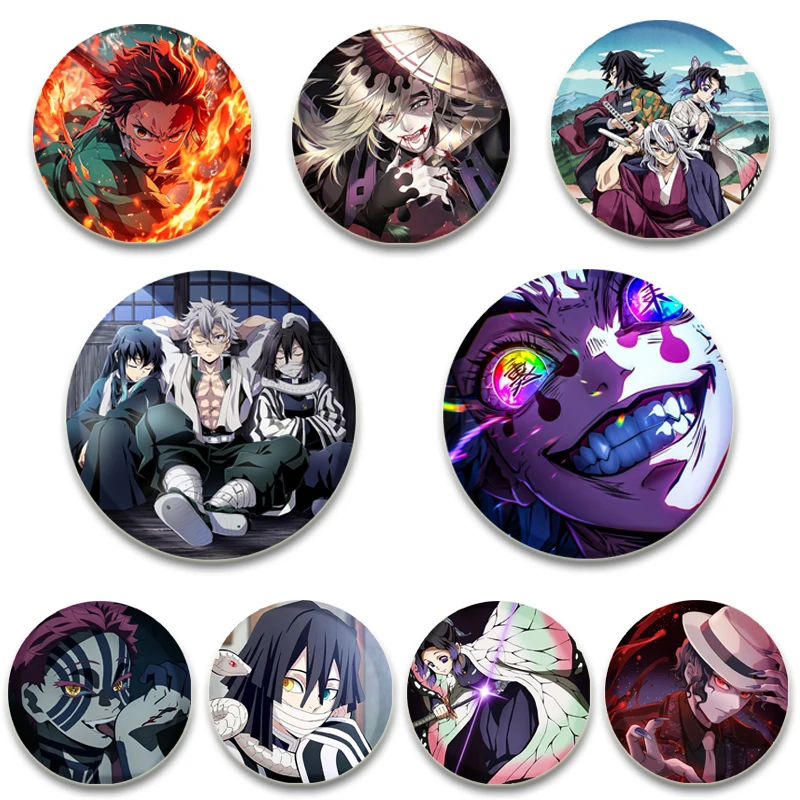 58/44/32MM Anime Pins Cartoon Character Kamado Tanjiro Nezuko Agatsuma Zenitsu Übertreibung Shinobu Spion Handgefertigte Brosche Abzeichen