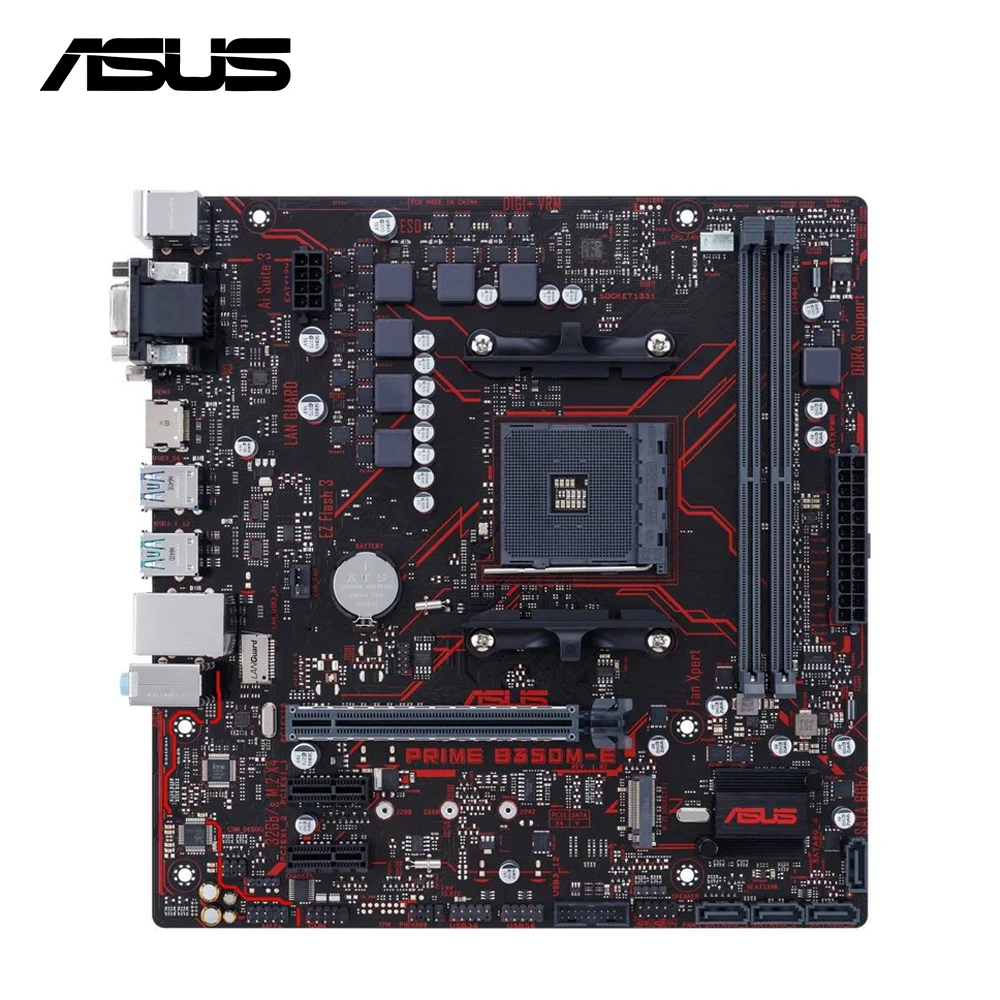 

ASUS PRIME B350M-E AMD Motherboard B350 AM4 Supports Ryzen 2nd 3rd Gen Processors 2 RAM Slot Max. 32GB DDR4 Micro ATX Mainboard