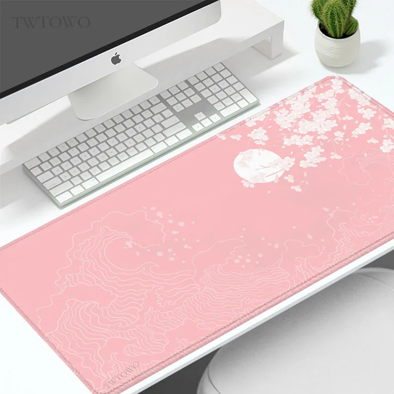 

Mouse Pad Gamer Pink Japanese Waves XL Large Computer New Home Mousepad XXL MousePads Office Natural Rubber Carpet PC Mice Pad