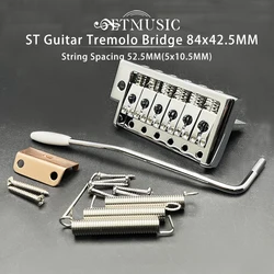 6-Sring Guitar Tremolo Bridge 84x42.5MM String Spacing 52.5MM(5x10.5MM) for ST Style Guitar Chrome Plated