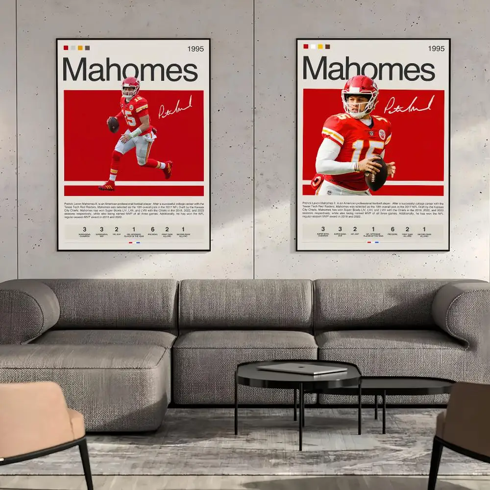 Patrick Mahomes Poster HD Wall Art Aesthetic Home Decor for Living Room Bedroom Café Office Stylish Gift