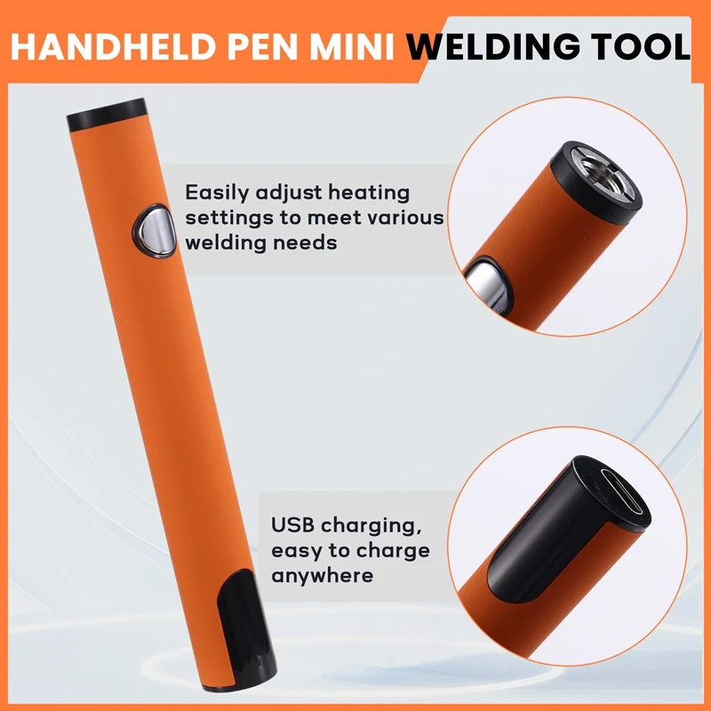 510 Thread Battery Cart Pen Headless Electric Soldering Iron With Adjustable Temperature Mini Soldering Iron Kit Orange