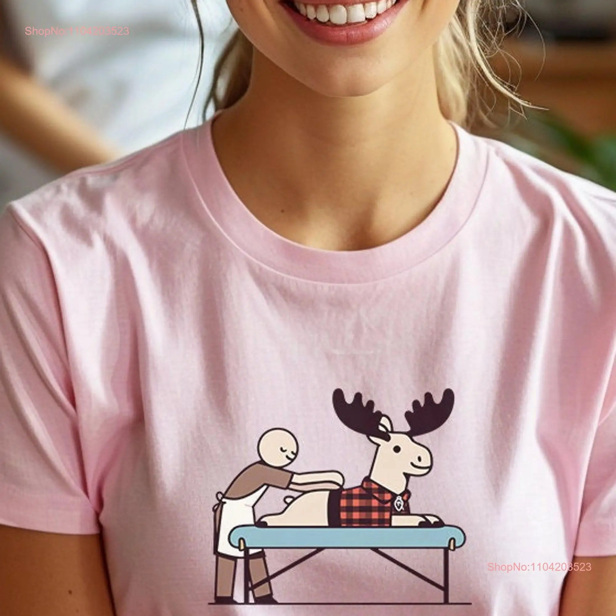 Massage T Shirt Moose Fun Relaxation Perfect for Spa Lovers Humor Enthusiasts long or short sleeves