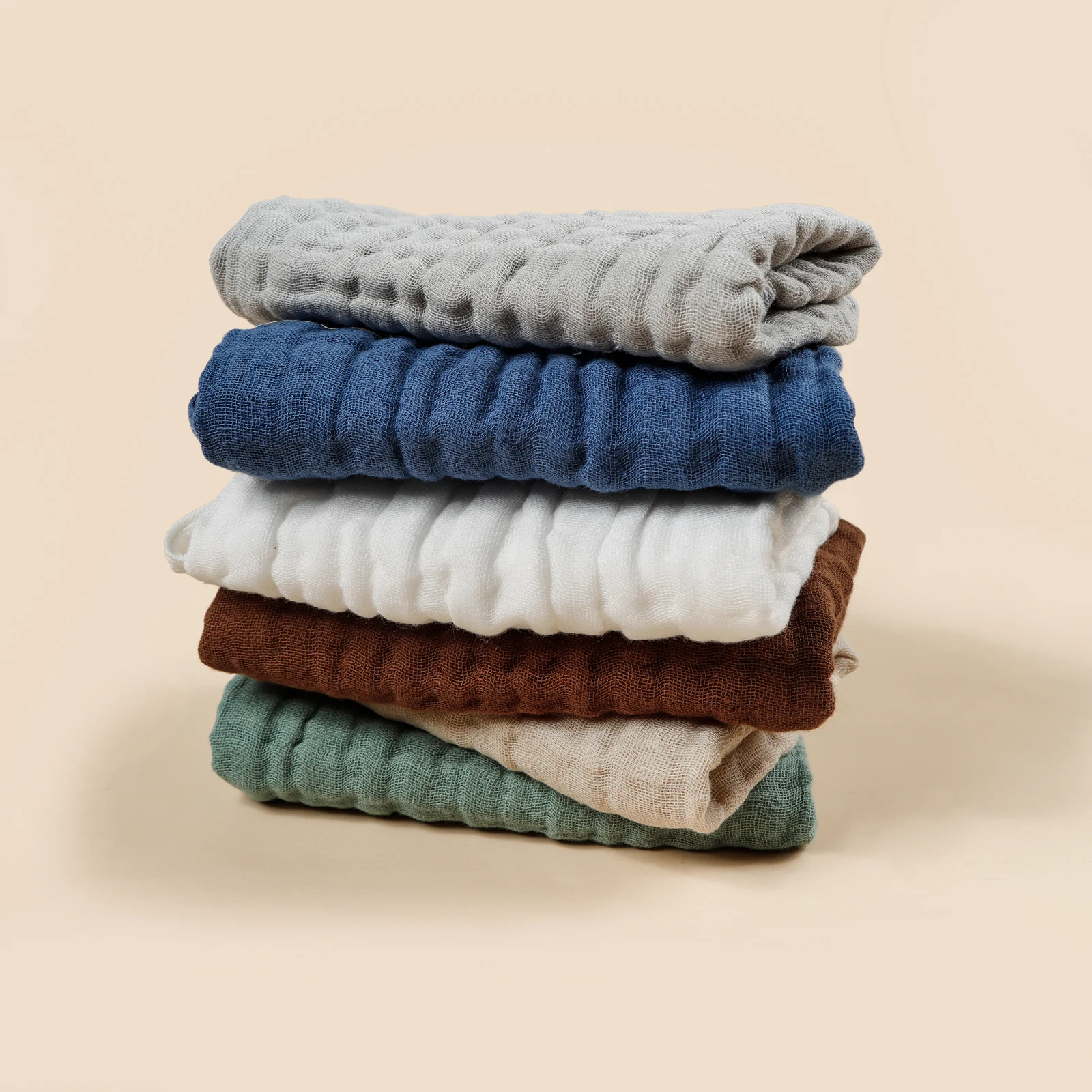 6pcs Crape Cloth Soaked Gauze Burping Towel 부드럽고 편안한 아기 얼굴 Washrag 순수 코튼 교수형 로프 아기 흡수성 수건