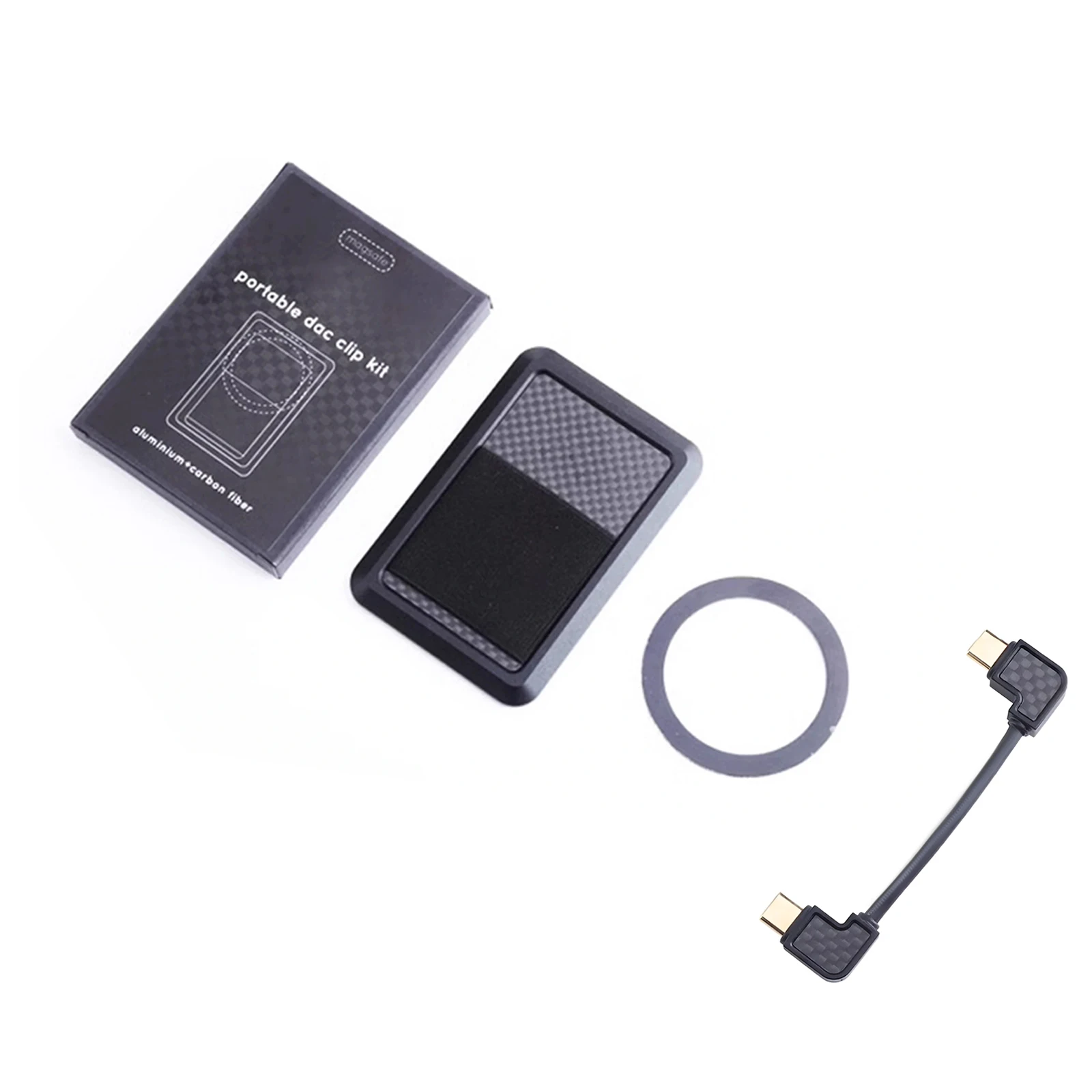 

Aluminum alloy Real Carbon Fiber DAC Pocket Phone Audio Decoder Storage Bag USB DAC Phone Pouch Magnetic Elastic Bands Kit
