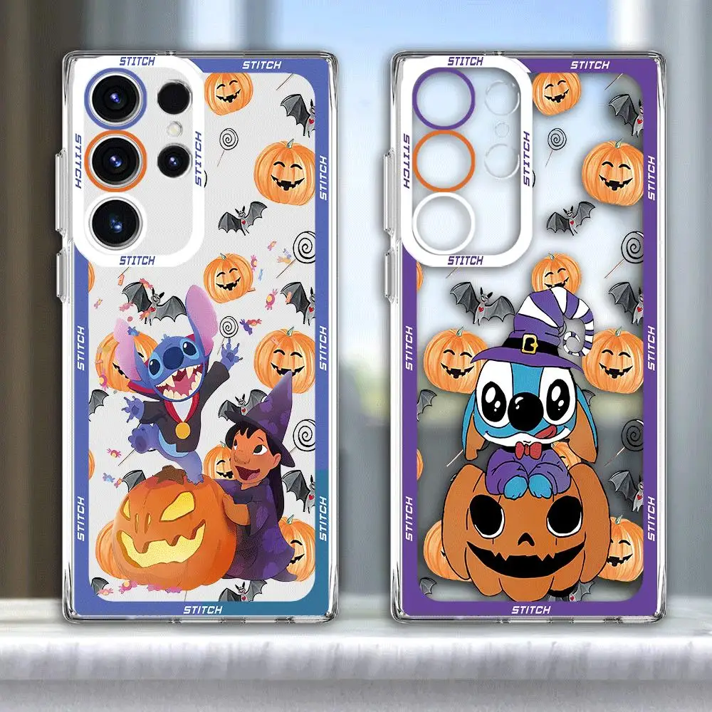 Phone Case for Samsung Galaxy S23 FE S24 Ultra S22 Plus S21 Note 20 Ultra 10 S20 FE S10 Disney Halloween Stitch Cover