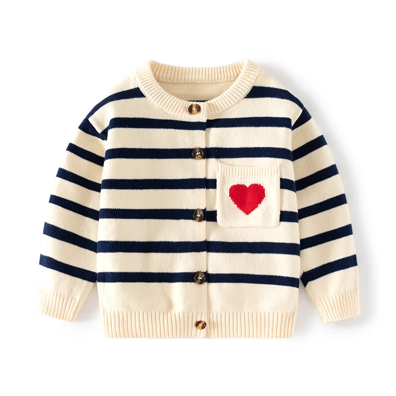 

Cute Love Pocket Toddler Cotton Baby Boys Girls Sweater Cardigan Toddler Long Sleeve Warm Top for Crew Neck Warm Clothes