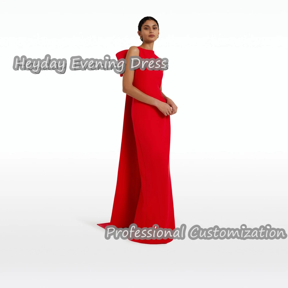 Heyday Scoop Neckline Saudi Arabia Sleeveless Straight Sexy Prom Gown luxury Crepe Floor Length Elegant Dress For Women 2024