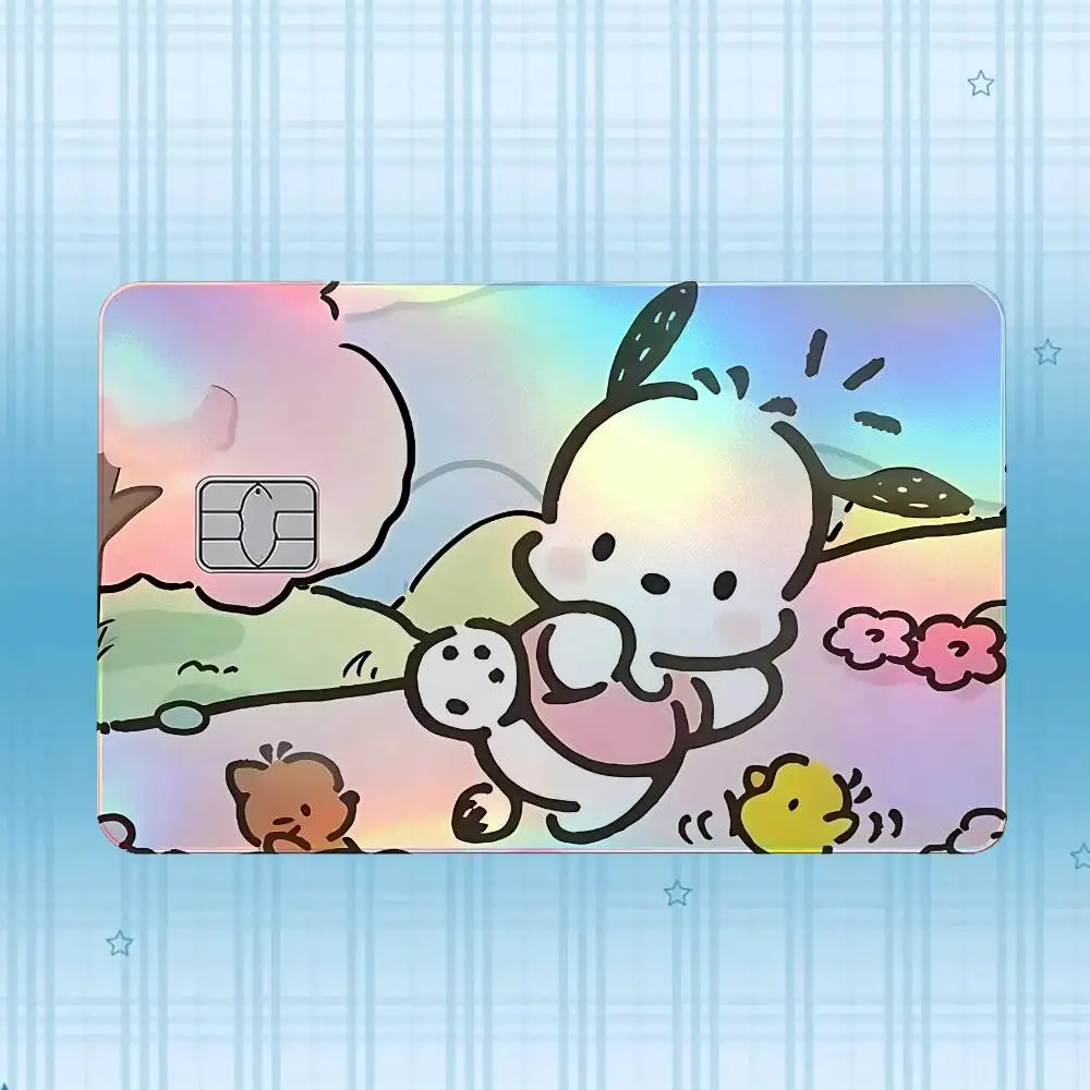 P-Pochacco Laser-Hologramm-Karten-Skin-Aufkleber für Kredit- und Debitkarten – 4 Stück/Set, wasserfester, kratzfester Schutz – Detail 3