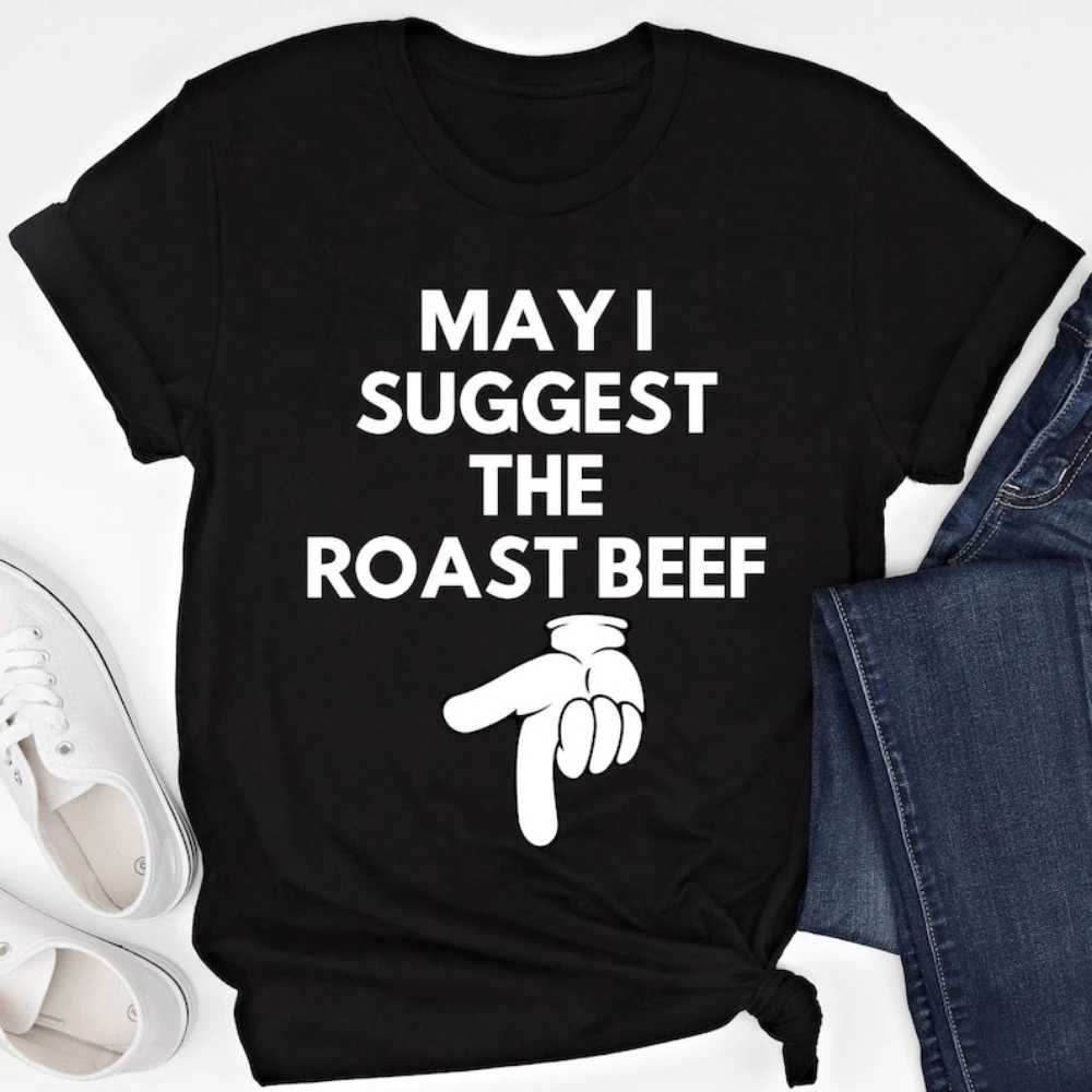 May I Suggest The Roast Beef Shirt Funny Adult Humor Tops Men Raunchy Shirt Funny Sausage Clothes Summer Funny Slogan Tops