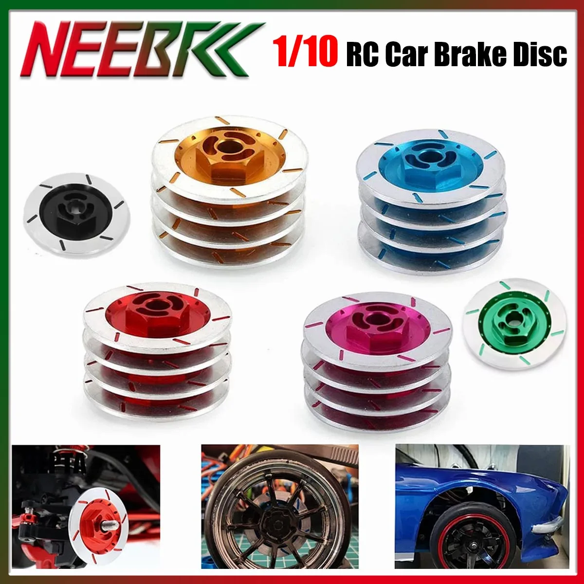 Disco de freio de liga de alumínio, 4 unidades, 12mm, aro da roda, adaptador hexagonal de metal para carro 1/10 rc mn hsp tamiya traxxas sakura d4 peças de atualização
