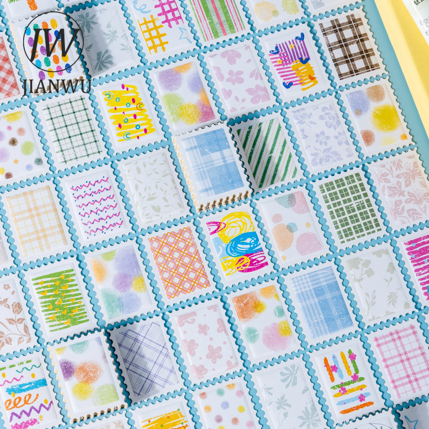 JIANWU Texture Set Series Colorful Plaid Pattern Landscape Material Collage Scrapbooking Sticker Creative DIY Journal Stationery