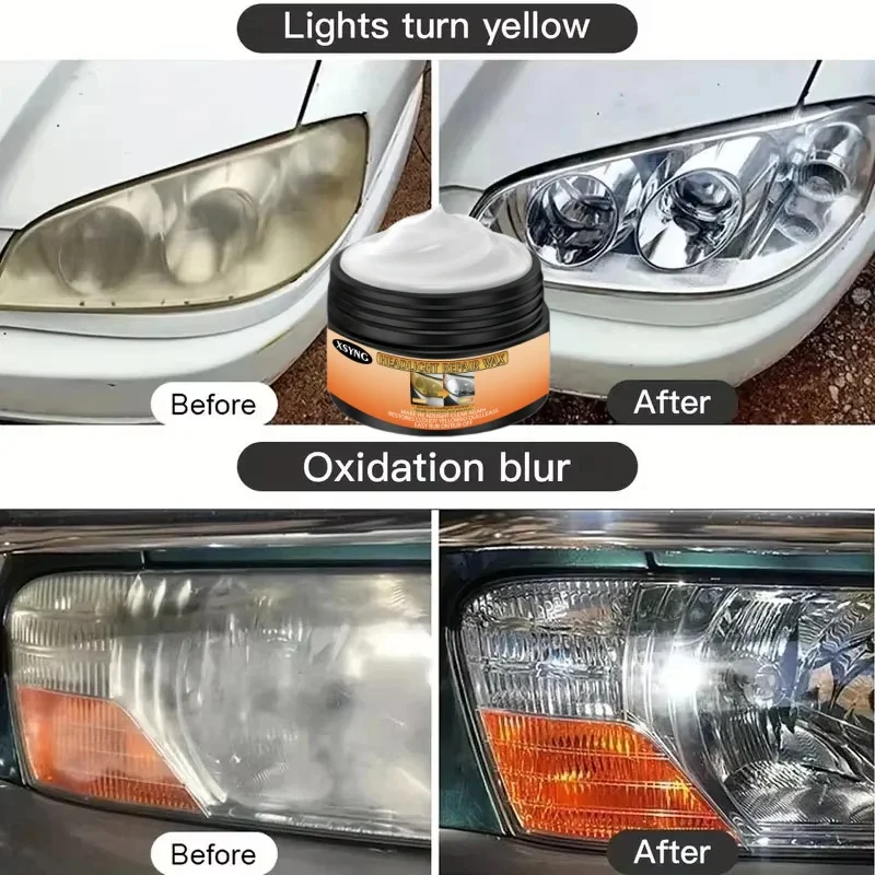 Car Lamp Restoration Polishing Kit - Headlight Scratch Remover & Oxidation Cleaner Repair Paste for Headlamp Assembly Polish Wax