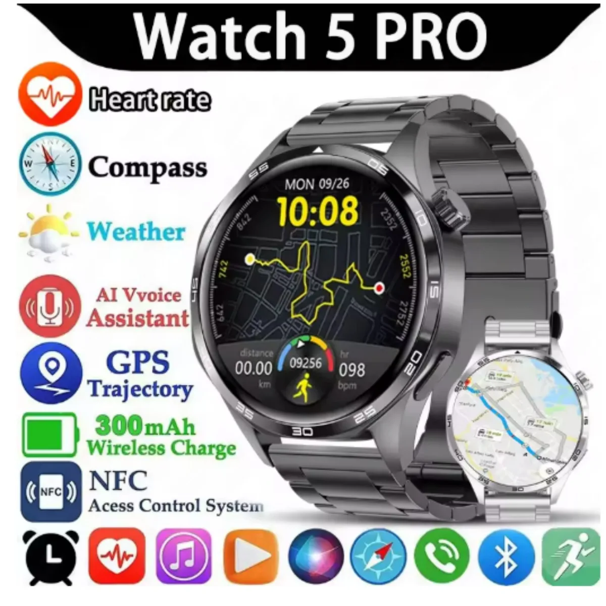 

Смарт-часы Xiaomi Watch Pro NFC 2026 для мужчин: GPS-трекинг, AMOLED-экран, измерение пульса, Bluetooth-звонки, водонепроницаемые