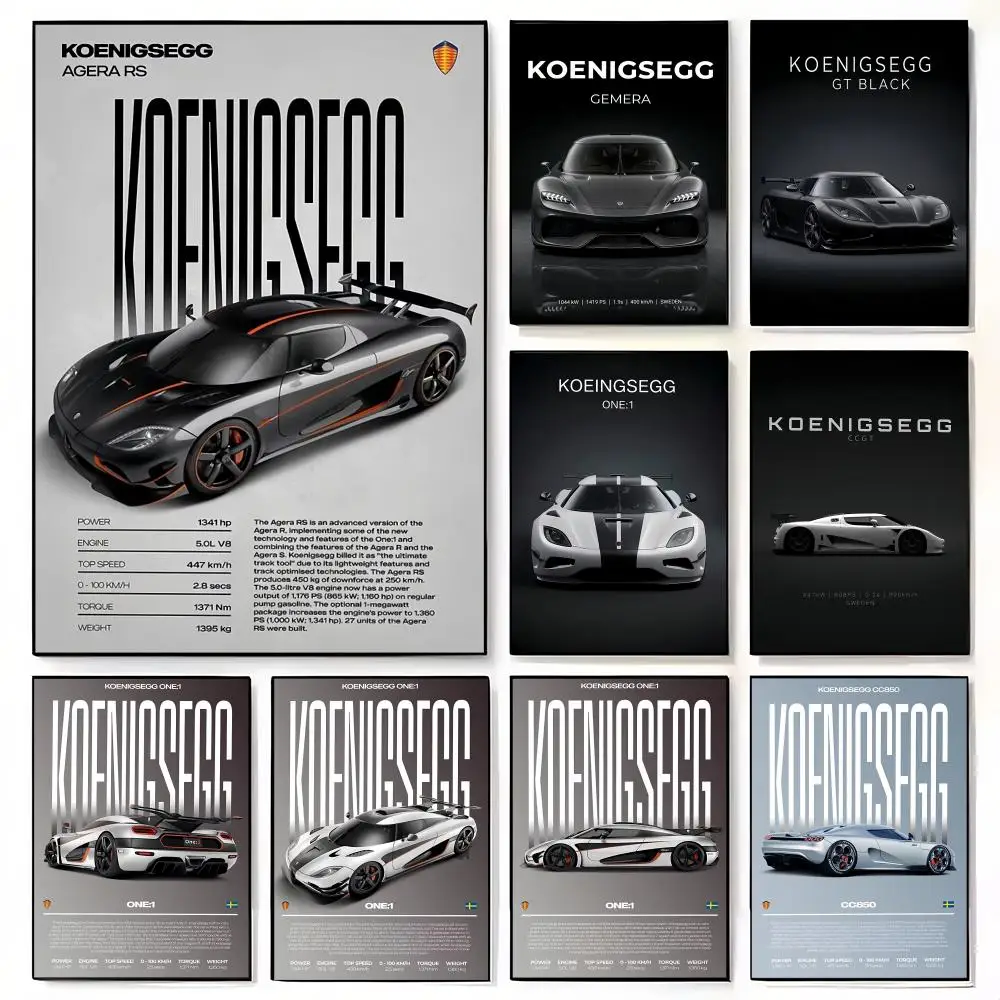 Super Car K-KOENIGSEGG Poster Decorative Wall Art for Living Rooms, Bedrooms, Bars & Cafés, Stylish Home Décor Gift