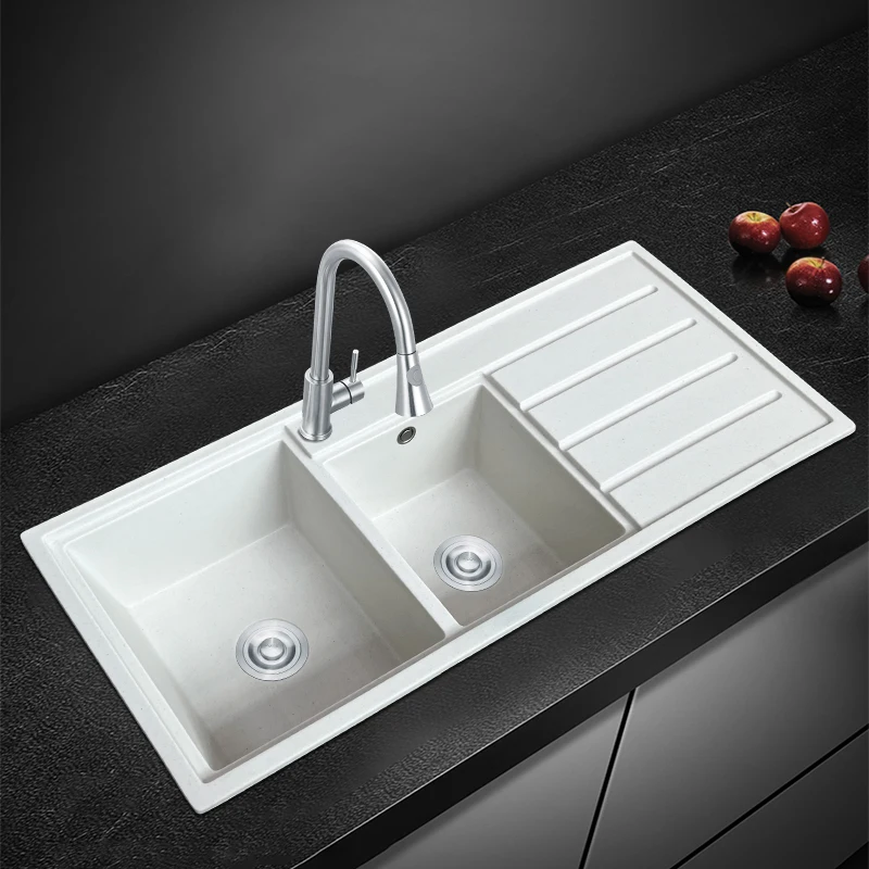 Best Granite Black Quartz Kitchen Sink with Two-Hole Smart Kitchen Sink without Faucet
