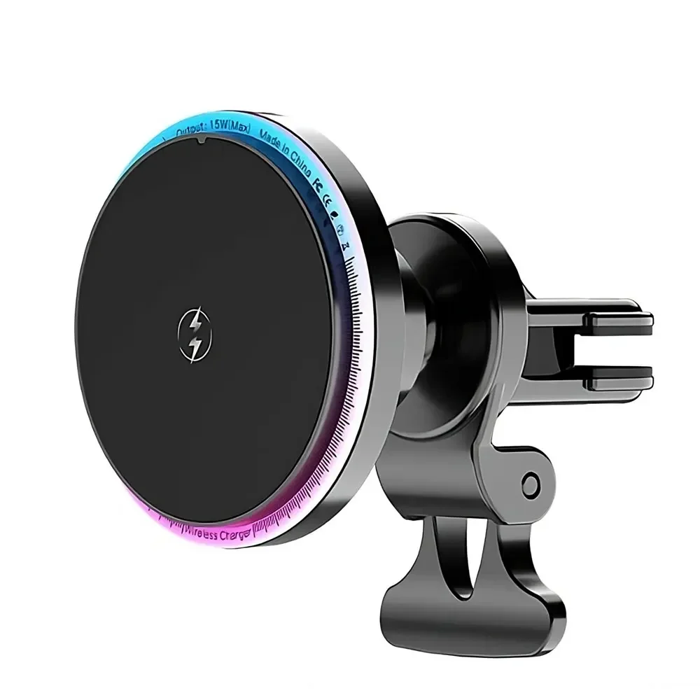 

STONEGO Magnetic Car Phone Holder with Wireless Charger, 15W Fast Charging, Ambient Light & Air Vent Mount for Most Smartphones