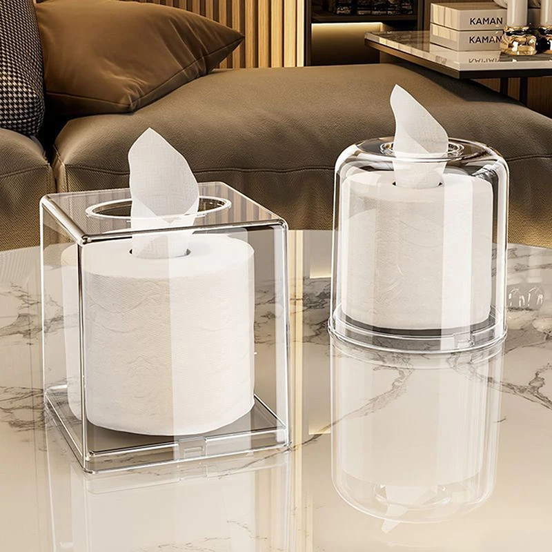 Minimalistische Acryl-Taschentuchbox Transparente Quadratische und Runde Designs für Wohnzimmer, Schreibtisch und Badezimmer Aufbewahrungslösungen