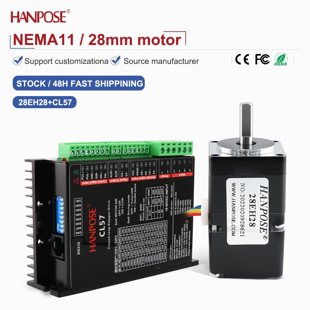 closed-loop stepper motor NEMA8 28EH28+CL57 drive 0.8A 2.5V real-time coordinate reading, no step loss, stable operation