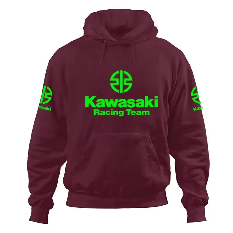 Kawasaki Logotipo de motocicleta 2025 Primavera_Summer Nueva tendencia de moda Y2K Sudadera con capucha para hombre Deportes al aire libre Ropa atlética Sudadera con capucha para mujer