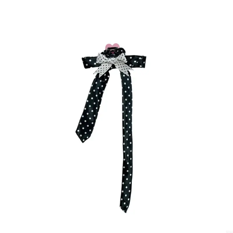 2026 New Spotty Hairpin Dark Bows Hair Clip Black Elegant 2000s Trend Bows Bunches Headwear Sweet Balletcore Trend