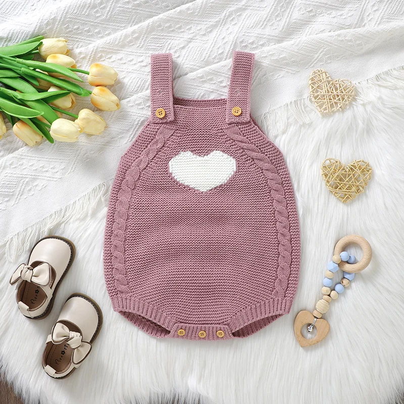 Baby Knitted Bodysuits Spring Autumn Sleeveless Newborn Infant Girls Strap Onesie 0-18m Toddler Boys One Piece Coveralls Clothes