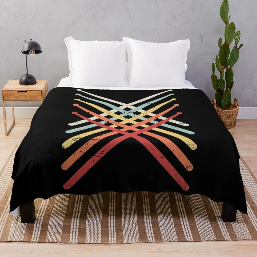 

Retro Vintage Drumsticks Design For Drummers Throw Blanket Summer Sofas Plush Blankets