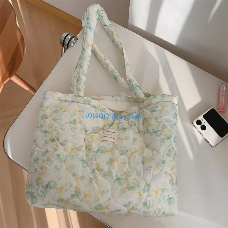 

Stylish Quilted Cotton Floral Shoulder Bag Large Capacity Women's Handbag