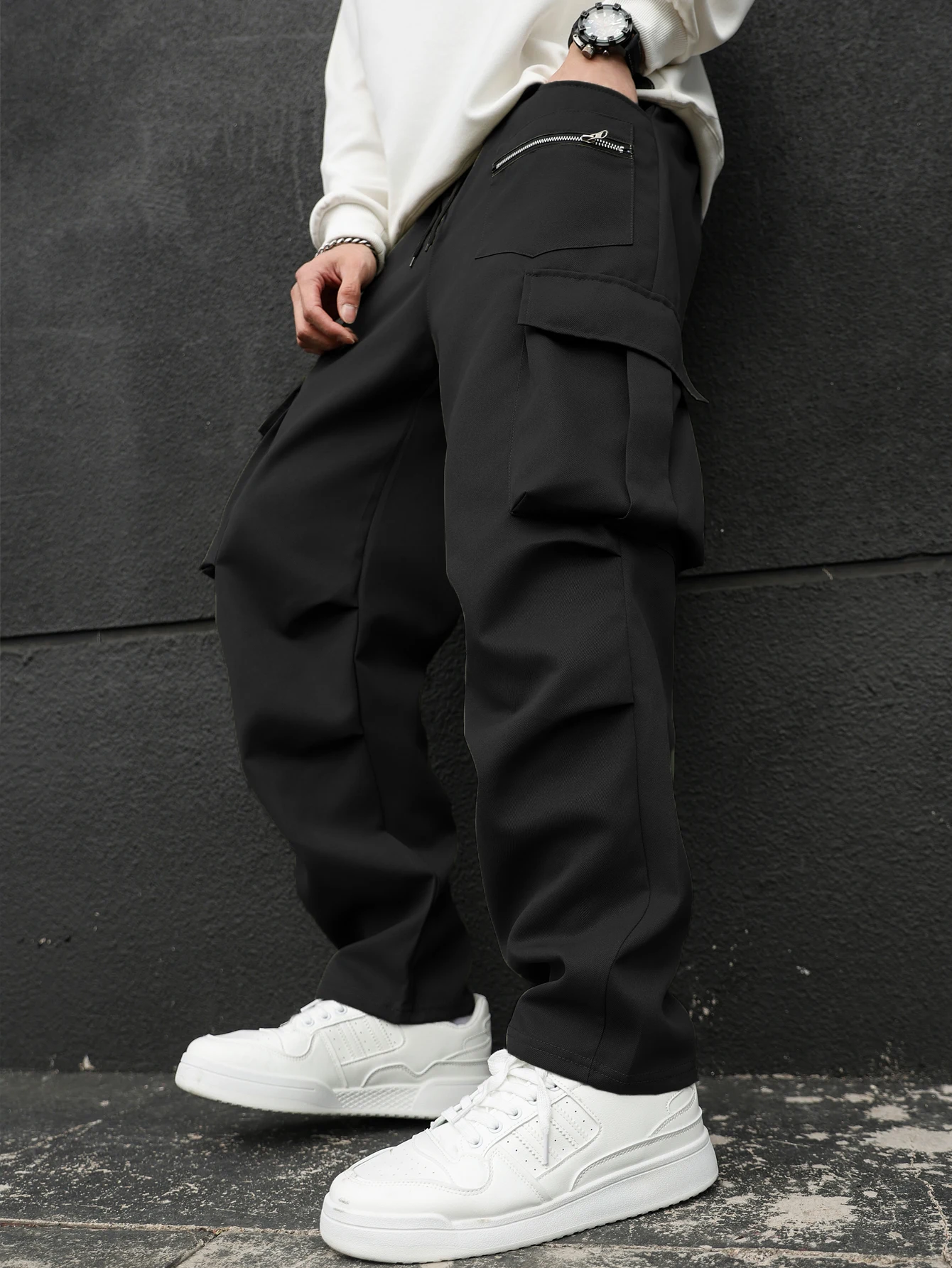 

plus Size Men's Workwear Trousers Casual Trendy Street Style 100% Polyester Fiber