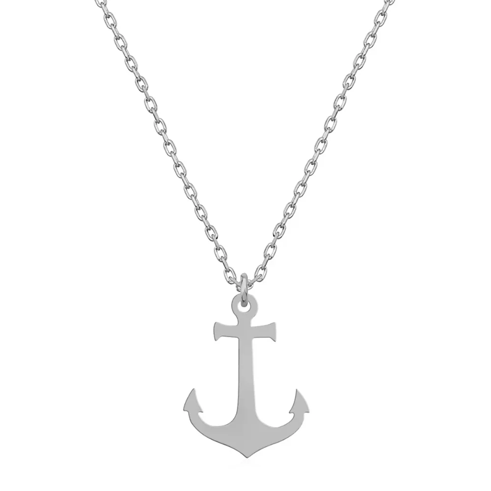 Stainless Steel Anchor Pendant Necklace Cross Chain Necklaces Chokers Gold Silvery Metal Jewelry Men Women Accessories Collares