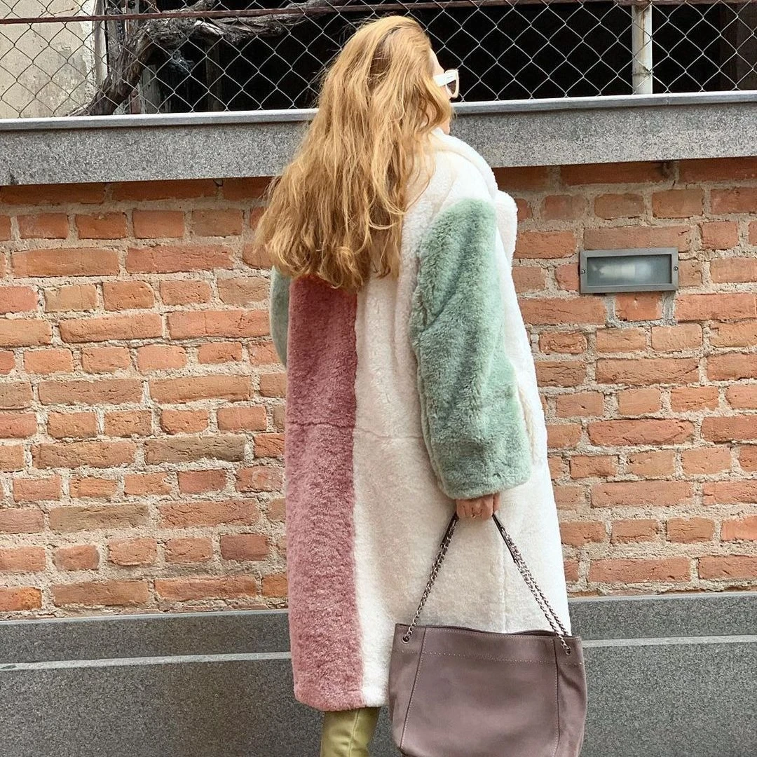 Cárdigans de piel Daux para mujer, cárdigans informales con código de Color, cuello vuelto, manga larga, longitud media hasta la pantorrilla, novedad europea