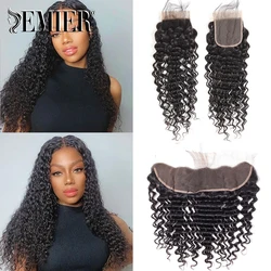 Deep Wave 4x4 5x5 6x6 Lace Closure Brazilian Human Hair 13x4 Lace Frontal PrePlucked Natural Color HD Lace Closure For Women