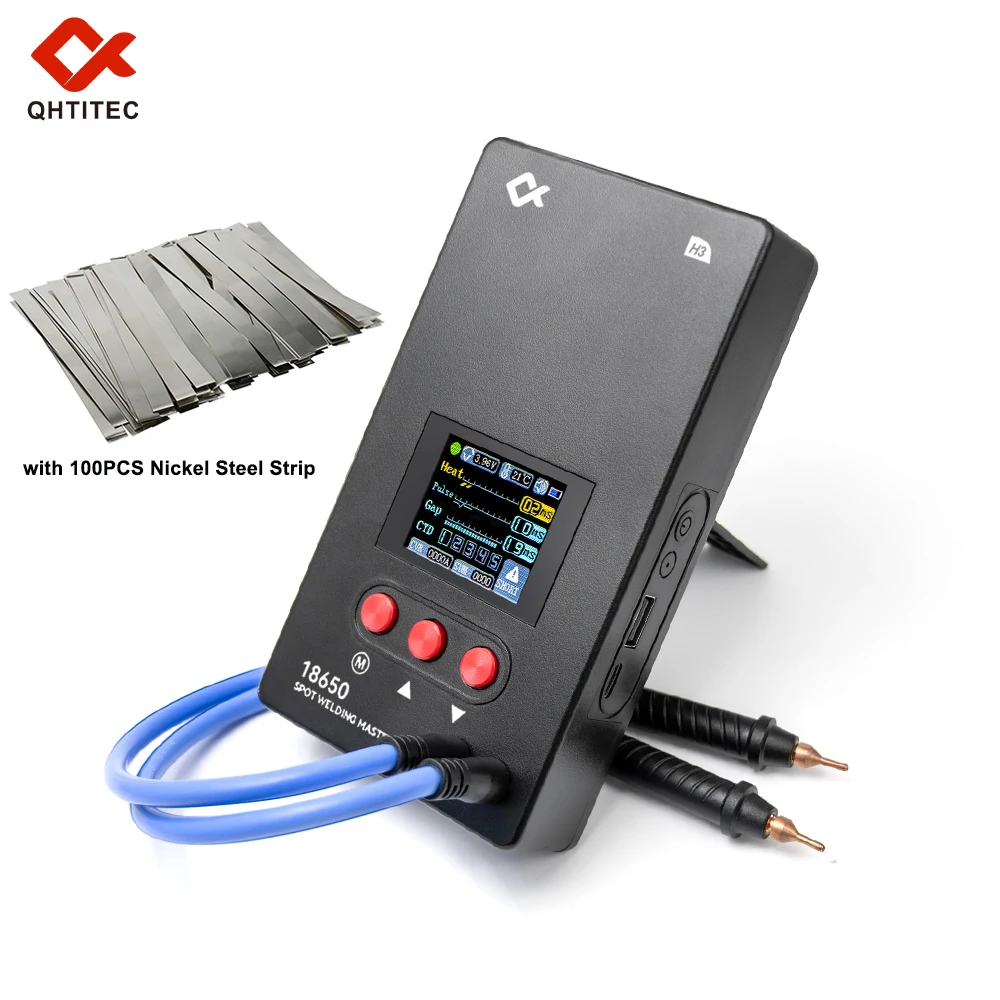 

Portable Spot Welder Hand Energy Storage Spot Welding Machine Lithium 18650 Battery Welding Tools 100PCS Nickel Steel Strip Set