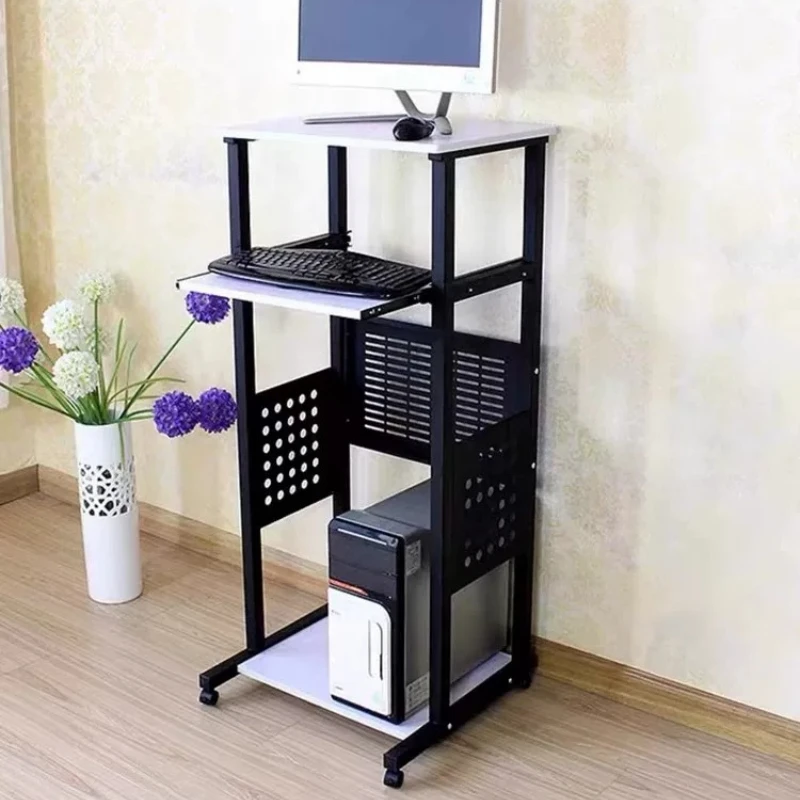 Mobile Printer Stand with Rolling Wheels, Height Adjustable Laptop Desk for Office, Projector Cart for Conference Meeting
