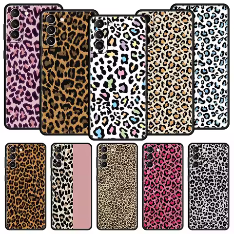 Leopard Cheetah print Phone Case For Samsung Galaxy S24 S23 S22 S20 Ultra S21 FE 5G S10 S9 Plus S10E S8 Soft Silicone Cover