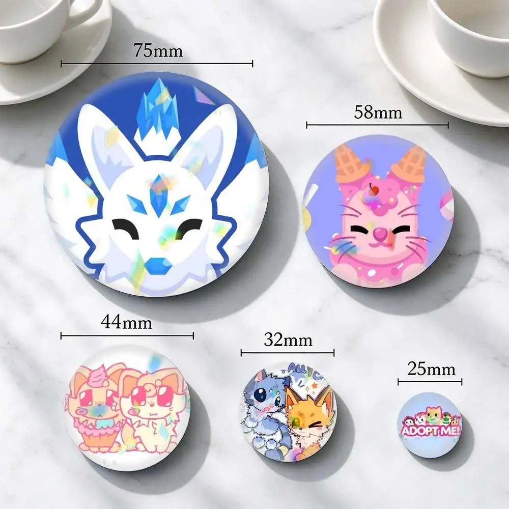 Adopts Me Game Pet E-Egg  25 32 44 58 75mm Badges Personalized Round Brooches Pins Accessory Gift