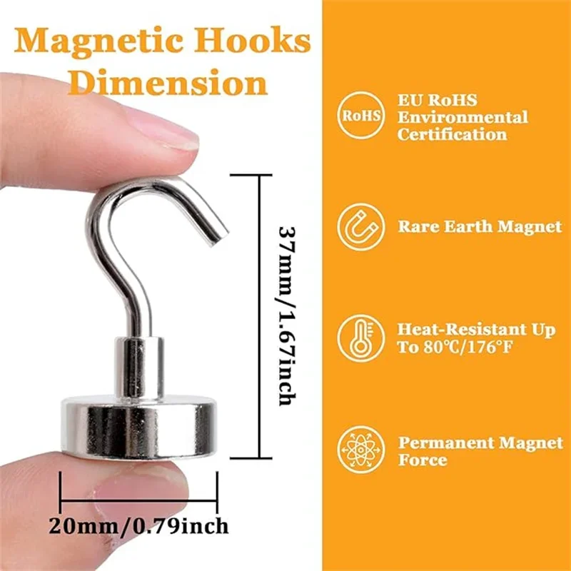 Magnet Hooks, 40Lbs Heavy Duty Magnets Hooks for Cruise Cabins, Extral Magnets with Hooks for Hanging, Metal Magnet Grill