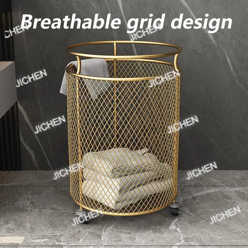 

Nordic Laundry Baskets Portable Iron Laundry Baskets Large Capacity Storage Clothes Basket Bathroom Clothes Basket with Wheels