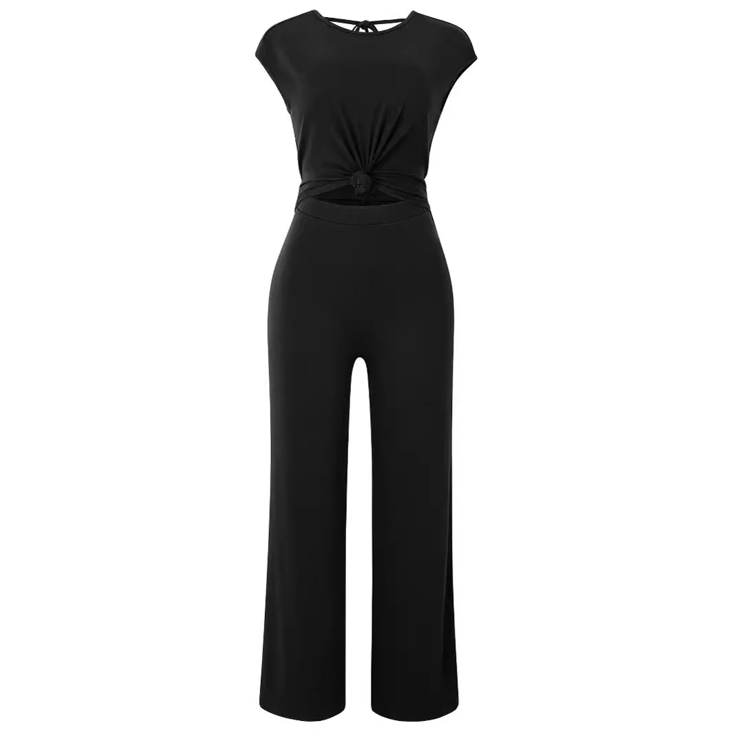 Solid Color Summer Jumpsuits for Women Fashion Round Neck Short Sleeve Rompers Woman Playsuits Elegant Party Overall Streetwear